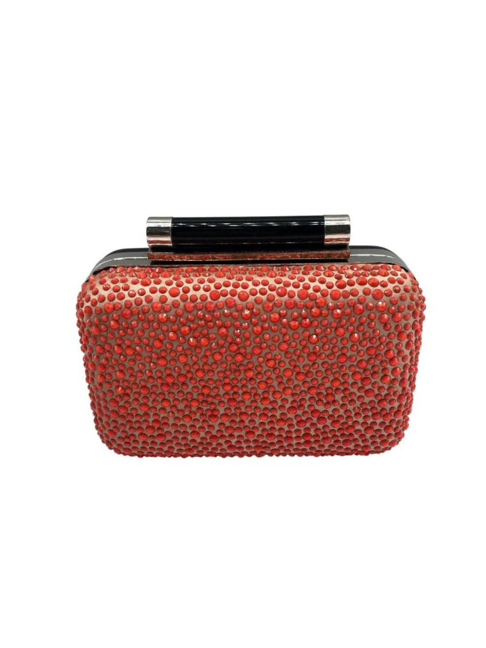 Diane von Furstenberg Bright Coral Small Crystal Embellished Convertible Clutch